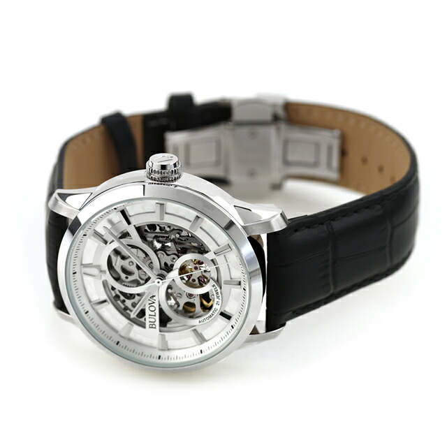 ブローバ クラシック 自動巻き 腕時計 ブランド メンズ オープンハート BULOVA 96A266 アナログ シルバー ブラック 黒 おしゃれ 防水 プレゼント 男性 実用的