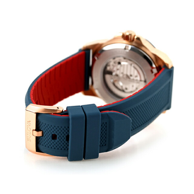 ブローバ マリンスター 自動巻き 腕時計 ブランド メンズ オープンハート BULOVA 98A227 アナログ ネイビー おしゃれ 防水 プレゼント 男性 実用的