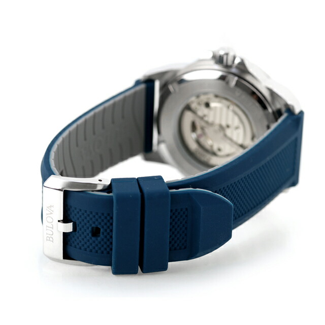 ブローバ マリンスター 自動巻き 腕時計 ブランド メンズ オープンハート BULOVA 98A303 アナログ ネイビー おしゃれ 防水 プレゼント 男性 実用的