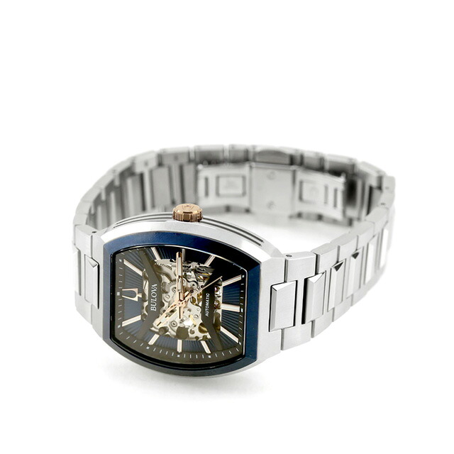 ブローバ クラシック マキナ 自動巻き 腕時計 ブランド メンズ オープンハート BULOVA 98A319 アナログ ネイビー おしゃれ 防水 プレゼント 男性 実用的
