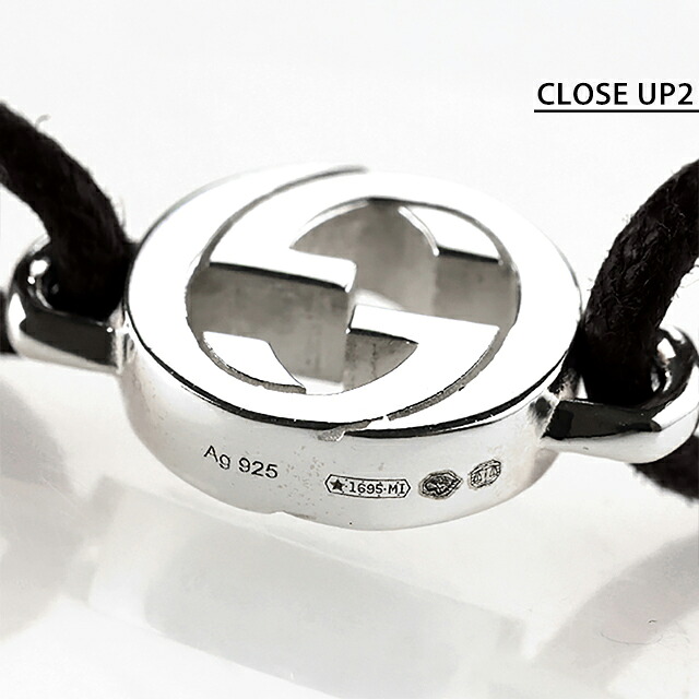 グッチ ブレスレット メンズ レディース GUCCI インターロッキング ロゴ A002MN JAAFV シルバー ブラック アクセサリー 腕輪 ジュエリー ブランド 高級 おしゃれ プレゼント 実用的 ペア