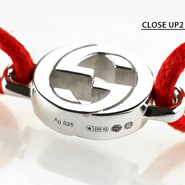 グッチ ブレスレット メンズ レディース GUCCI インターロッキング ロゴ A002MN JAAFV シルバー レッド アクセサリー 腕輪 ジュエリー ブランド 高級 おしゃれ プレゼント 実用的 ペア