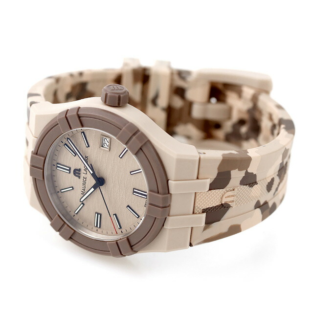 モーリスラクロア アイコン タイド 40mm クオーツ 腕時計 メンズ MAURICE LACROIX AI2008-IJJIZ-000-0 アナログ サンドベージュ カモフラージュ スイス製 ブランド おしゃれ 防水 プレゼント 男性 実用的