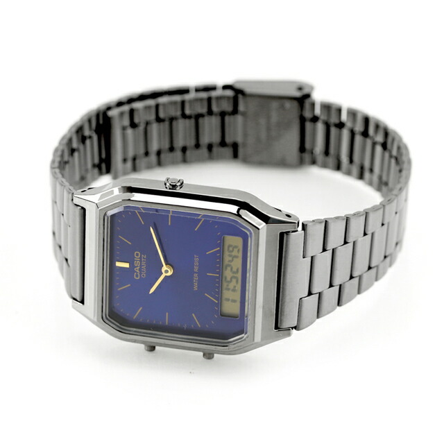 カシオ CASIO クォーツ 電池式 AQ-230GG-2A ビンテージ 海外モデル ユニセックス メンズ レディース 腕時計 カシオ casio アナデジ ブルー ガンメタル ブランド おしゃれ 防水 プレゼント 実用的