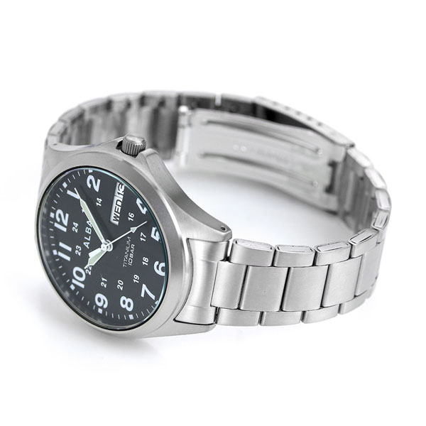 セイコー アルバ メンズ 腕時計 カレンダー チタン AQPJ402 SEIKO ALBA クオーツ ブラック 時計 ブランド おしゃれ 防水 プレゼント 男性 実用的
