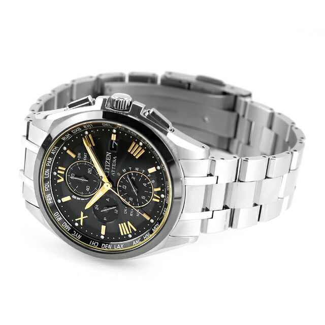 シチズン アテッサ KIZASHI Collection エコ・ドライブ電波 腕時計 ブランド メンズ チタン 数量限定 クロノグラフ 電波ソーラー CITIZEN ATTESA AT8244-57E アナログ ブラック 黒 日本製 高級 おしゃれ 防水 文字盤 大きい プレゼント 男性 実用的