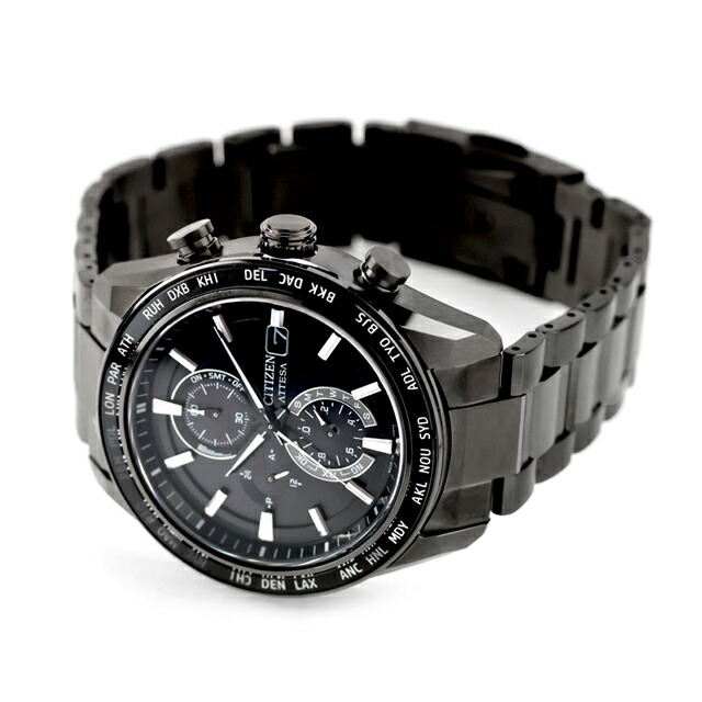 シチズン アテッサ ACT Line ダイレクトフライト 光発電エコドライブ電波 腕時計 ブランド メンズ チタン クロノグラフ 電波ソーラー CITIZEN ATTESA AT8294-59E アナログ ブラック 黒 日本製 高級 おしゃれ 防水 文字盤 大きい プレゼント 男性 実用的
