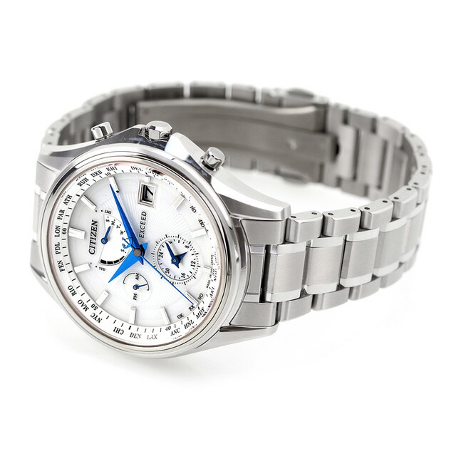 シチズン エクシード エコ・ドライブ電波時計 45周年記念 ペアモデル 腕時計 ブランド メンズ エコドライブ電波 電波ソーラー CITIZEN EXCEED AT9130-69W アナログ ホワイト ホワイトシェル 白 日本製 記念品 プレゼント ギフト