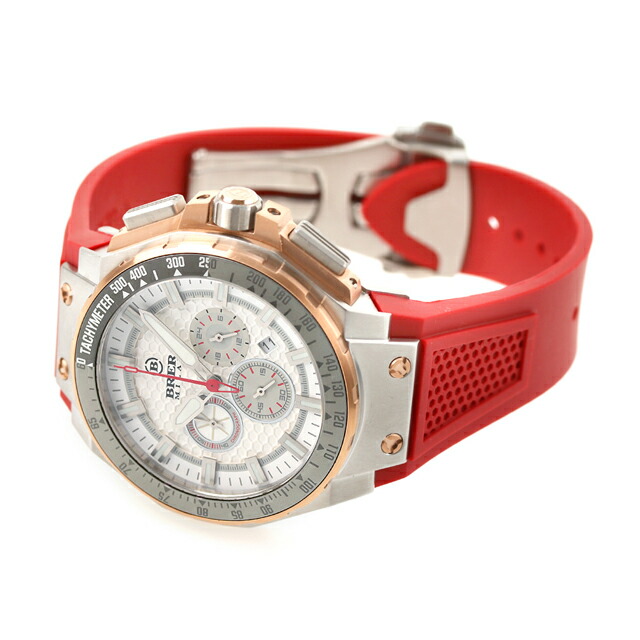 ブレラ ミラノ GRANTURISMO GT2 CHRONOGRAPH QUARTZ ラグスポ クオーツ 腕時計 メンズ クロノグラフ BRERA MILANO BMGTQC4505A アナログ ホワイト レッド 白 ブランド おしゃれ 防水 プレゼント 男性 実用的