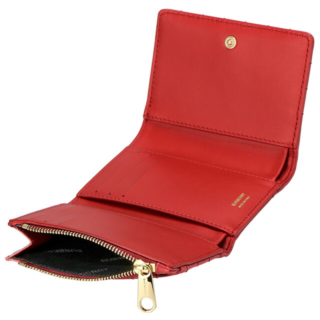 バ－バリ－ 三つ折り財布 レディース ブランド BURBERRY 8064824 レッド ウォレット 高級 おしゃれ プレゼント 実用的