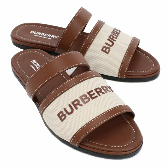 バーバリー サンダル レディース BURBERRY レザー コットン イタリア 8042631 TAN ブラウン系 小物 選べるモデル