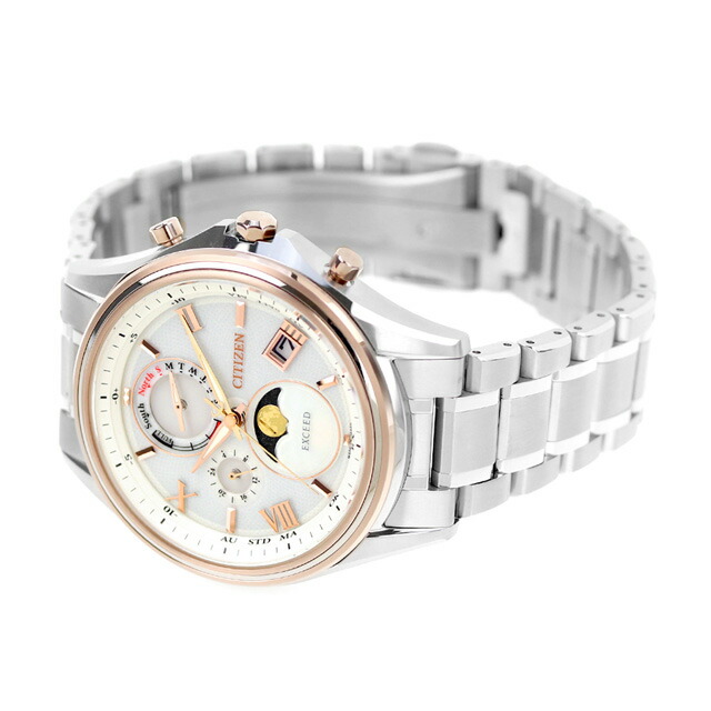 シチズン エクシード 「月暈(つきがさ)」 ダイレクトフライト ペアモデル エコドライブ電波 腕時計 ブランド メンズ チタン ムーンフェイズ 電波ソーラー CITIZEN EXCEED BY1026-65A アナログ シルバー 日本製