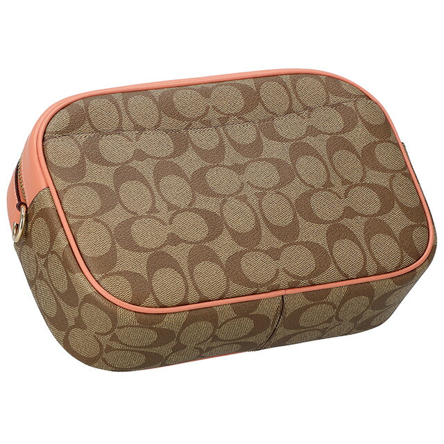 コーチ ショルダーバッグ メッセンジャーバッグ 2way ハンドバッグ レディース アウトレット ブランド COACH シグネチャー CA547 IMVH0 ブラウン/ライトコーラル 斜めがけ 高級 おしゃれ プレゼント 女性 実用的 かわいい