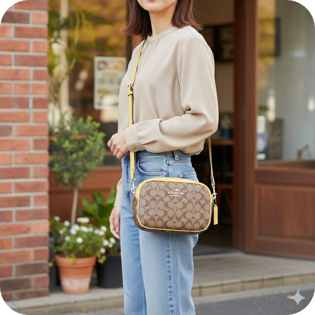 コーチ ショルダーバッグ メッセンジャーバッグ 2way ハンドバッグ レディース アウトレット ブランド COACH シグネチャー CA547 SVWGW ベージュ/イエロー 斜めがけ 高級 おしゃれ プレゼント 女性 実用的 かわいい