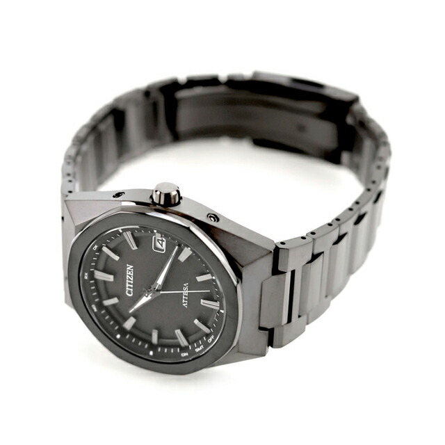 シチズン アテッサ ダブルダイレクトフライト エコドライブ電波 腕時計 ブランド メンズ チタン 電波ソーラー CITIZEN ATTESA CB3045-61E アナログ オールブラック 黒 日本製 高級 おしゃれ 防水 文字盤 大きい プレゼント 男性 実用的