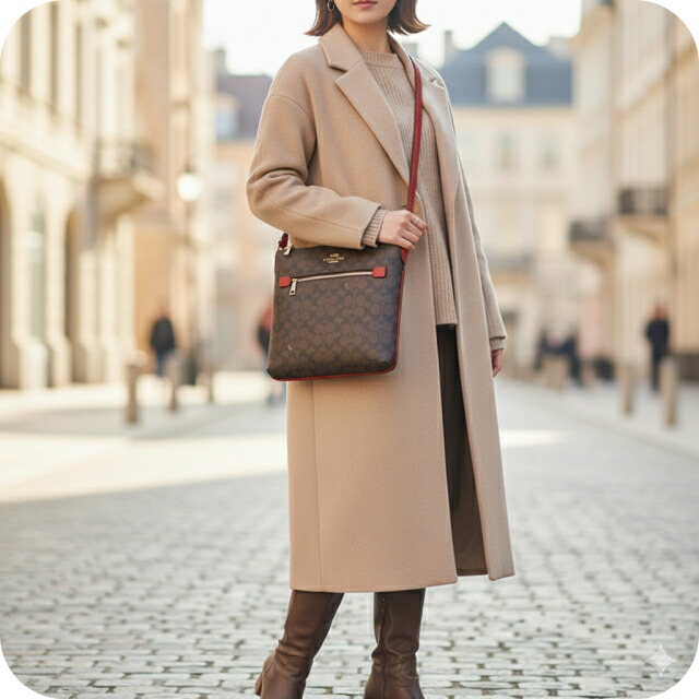 コーチ ショルダーバッグ メッセンジャーバッグ レディース アウトレット ブランド COACH CCQ27 IMXD0 ダークブラウン/レッド 斜めがけ 高級 おしゃれ プレゼント 女性 実用的 かわいい