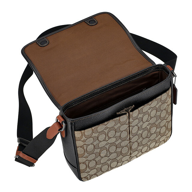 コーチ ショルダーバッグ メッセンジャーバッグ メンズ アウトレット ブランド COACH CE534 QBV1R カーキ/ブラックマルチ ブラウン 斜めがけ 高級 おしゃれ プレゼント 男性 実用的 かっこいい