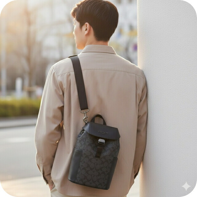 コーチ ボディバッグ ウエストポーチ メンズ アウトレット ブランド COACH CT712 QBMI5 チャコール/ブラック ショルダーバッグ 斜めがけ 軽量 小さめ 高級 おしゃれ プレゼント 男性 実用的 かっこいい