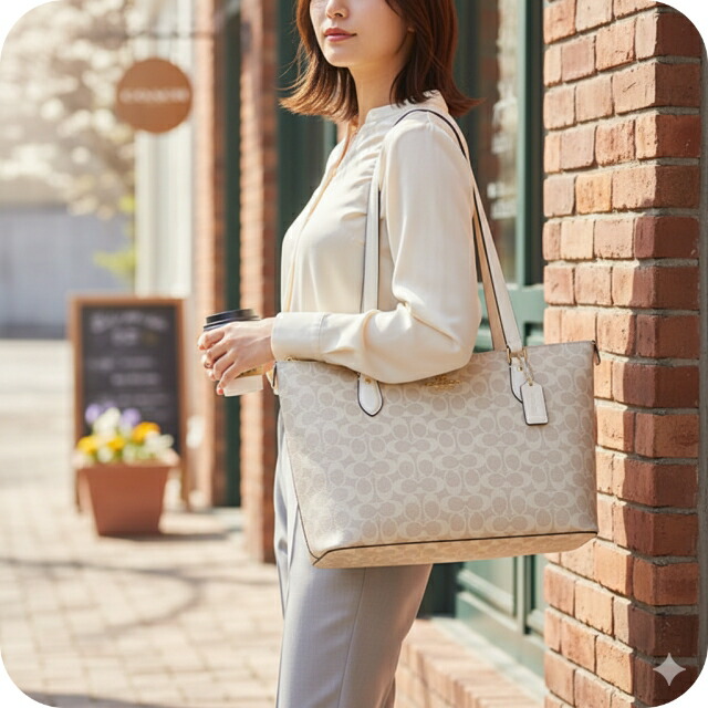 コーチ トートバッグ 2way ショルダー レディース アウトレット ブランド COACH CW381 IMXDM ベージュ 軽量 手提げ 高級 おしゃれ プレゼント 女性 実用的 かわいい