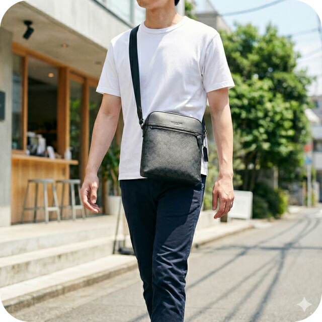 コーチ ショルダーバッグ メッセンジャーバッグ メンズ アウトレット ブランド COACH CZ398 QBMI5 ブラック 斜めがけ 高級 おしゃれ プレゼント 男性 実用的 かっこいい