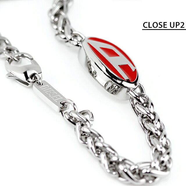 ディーゼル ブレスレット メンズ レディース DIESEL ステンレススチール DX1445040 シルバー レッド アクセサリー 腕輪 ジュエリー ブランド 高級 おしゃれ プレゼント 実用的 ペア