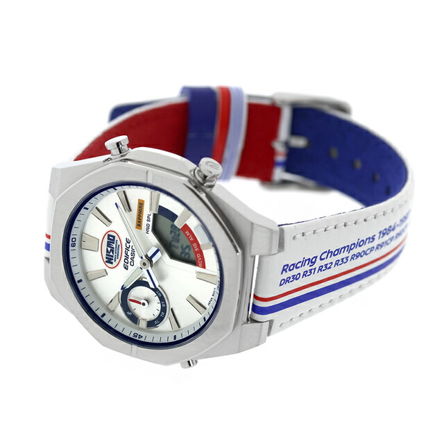 エディフィス EDIFICE クォーツ 電池式 ECB-S10NIS-7A NISMOヘリテージエディション 日産自動車 Bluetooth メンズ 腕時計 ブランド カシオ casio アナデジ シルバー ホワイト 白 おしゃれ 防水 文字盤 大きい プレゼント 男性 実用的