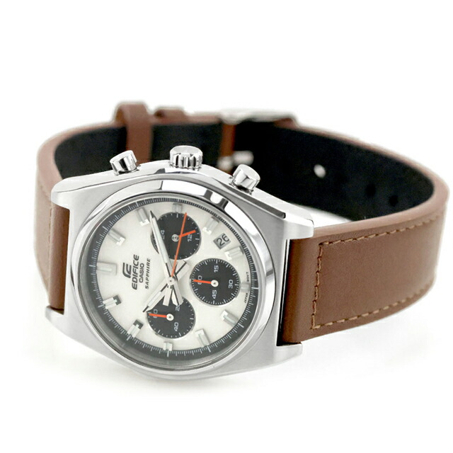 エディフィス EDIFICE クォーツ 電池式 B-730L-7AV 海外モデル メンズ 腕時計 ブランド カシオ casio アナログ ホワイト ブラウン 白 おしゃれ 防水 文字盤 大きい プレゼント 男性 実用的