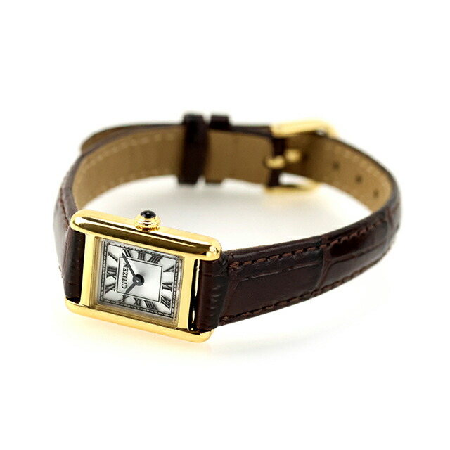 シチズン キー Classic Square エコドライブ 腕時計 ブランド レディース ソーラー CITIZEN Kii EG2797-13A アナログ シルバー ブラウン おしゃれ 防水 軽い 華奢 かわいい プレゼント 女性 実用的