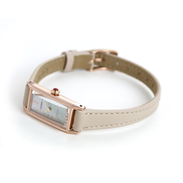 シチズン キー エコドライブ ネット流通限定モデル レクタンギュラー レディース 腕時計 EG7044-14W CITIZEN Kii 革ベルト 時計 ブランド おしゃれ 防水 軽い 華奢 かわいい プレゼント 女性 実用的