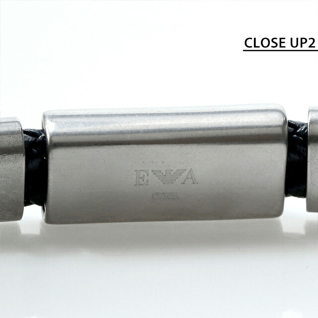 エンポリオ アルマーニ ブレスレット メンズ ブランド EMPORIO ARMANI レザー 2重巻き ステンレススチール レザー EGS2995040 シルバー ネイビー アクセサリー