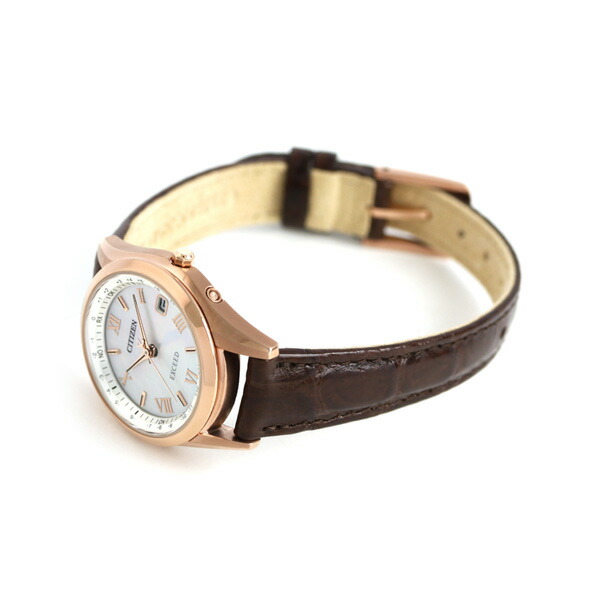 シチズン エクシード エコドライブ電波 ES9372-08W 腕時計 ソーラー電波腕時計 ソーラー電波時計 レディース ホワイトシェル ブラウン CITIZEN EXCEED 高級 ブランド おしゃれ 防水 軽い 華奢 かわいい プレゼント 女性 実用的