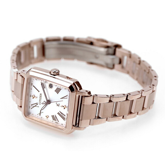 シチズン クロスシー hikari collection Square 2way Model Titania Happy Flight 光発電エコドライブ電波 腕時計 ブランド レディース チタン 替えベルト 電波ソーラー CITIZEN xC ES9506-62A アナログ シルバー ピンクゴールド 日本製