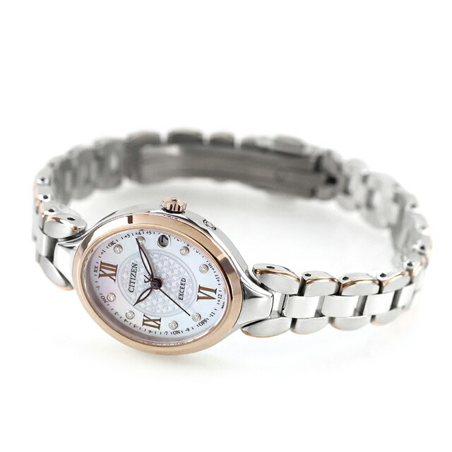 シチズン エクシード ダイレクトフライト エコ・ドライブ電波 腕時計 ブランド レディース チタン ダイヤモンド 電波ソーラー CITIZEN EXCEED ES9515-53N アナログ ホワイトシェル 白 日本製 高級 おしゃれ 防水 軽い 華奢 かわいい プレゼント 女性 実用的