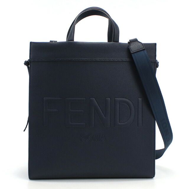 フェンディ トートバッグ メンズ FENDI レザー 7VA583 ネイビー系 バッグ 軽量 手提げ ブランド 高級 おしゃれ プレゼント 男性 実用的 かっこいい