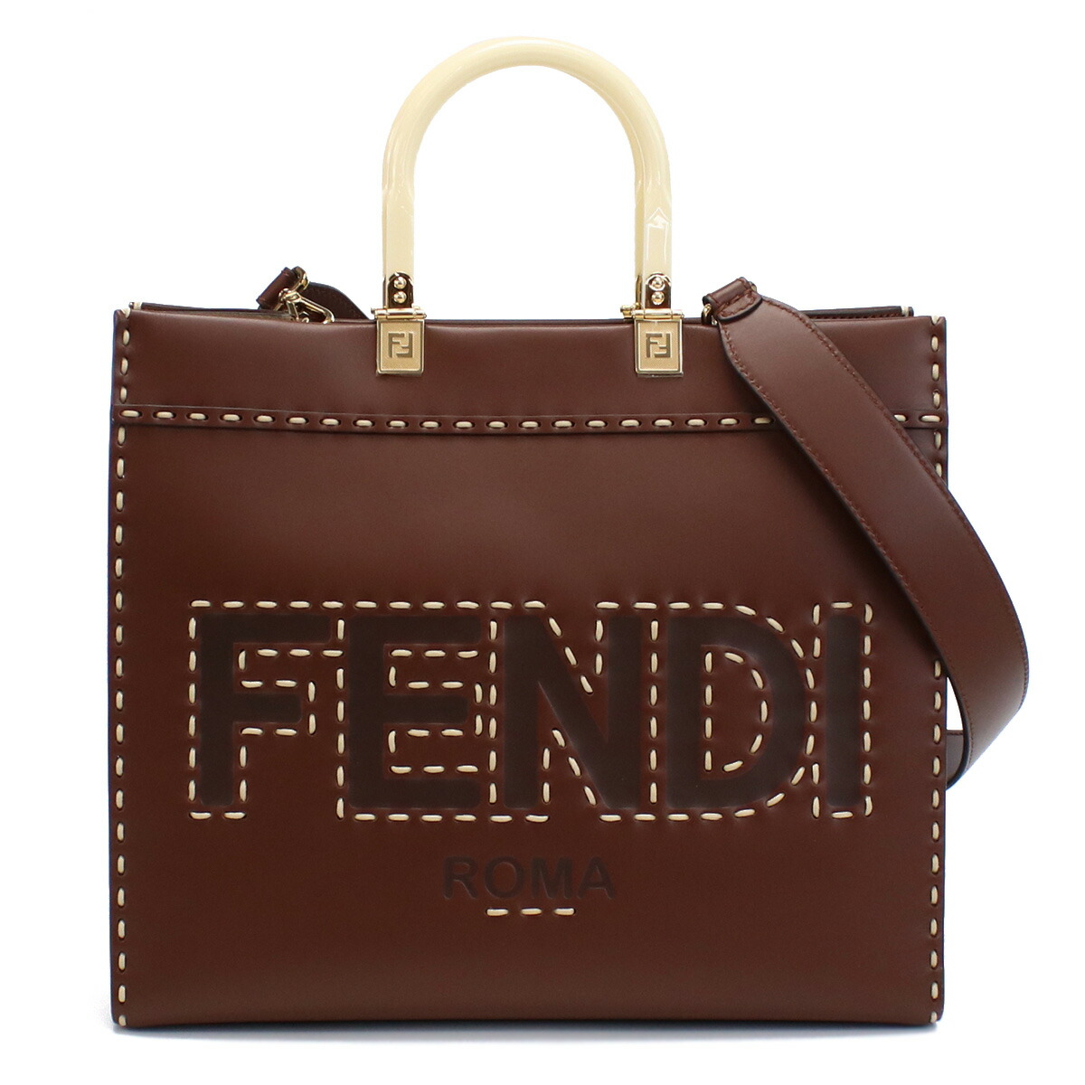 フェンディ トートバッグ レディース FENDI レザー イタリア 8BH386 ブラウン系 バッグ 軽量 手提げ ブランド 高級 おしゃれ プレゼント 女性 実用的 かわいい