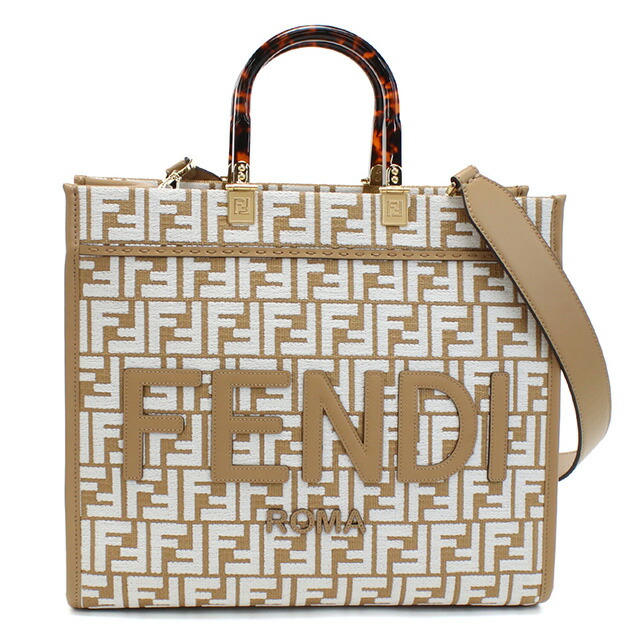フェンディ トートバッグ レディース FENDI イタリア 8BH386 ブラウン系 ホワイト系 バッグ 軽量 手提げ ブランド 高級 おしゃれ プレゼント 女性 実用的 かわいい