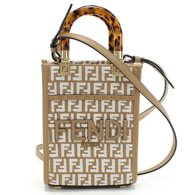 フェンディ トートバッグ レディース FENDI 8BS051 ブラウン系 ホワイト系 バッグ 軽量 手提げ ブランド 高級 おしゃれ プレゼント 女性 実用的 かわいい