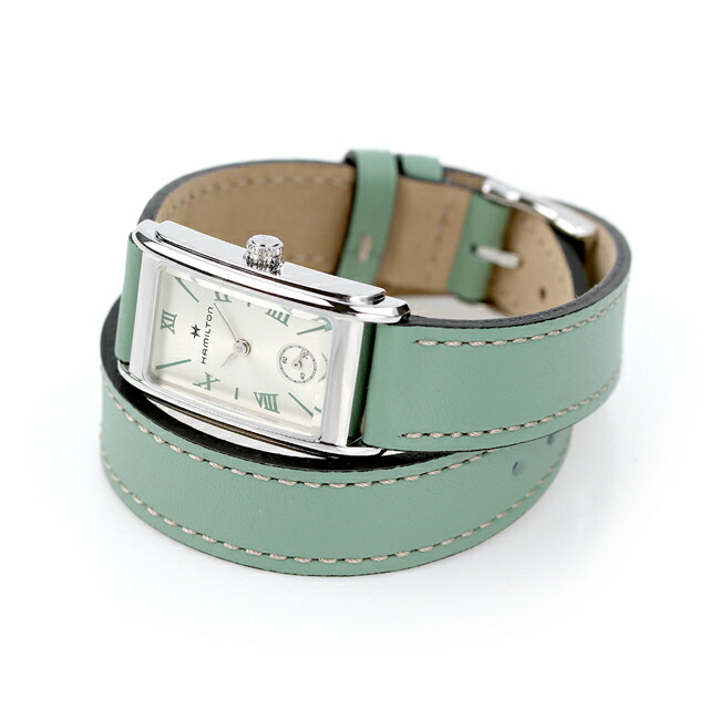 ハミルトン アメリカンクラシック アードモア 二重巻き 23.5mm クオーツ 腕時計 レディース 革ベルト HAMILTON H11221852 アナログ シルバー グリーン スイス製 ブランド おしゃれ 防水 軽い 華奢 かわいい プレゼント 女性 実用的