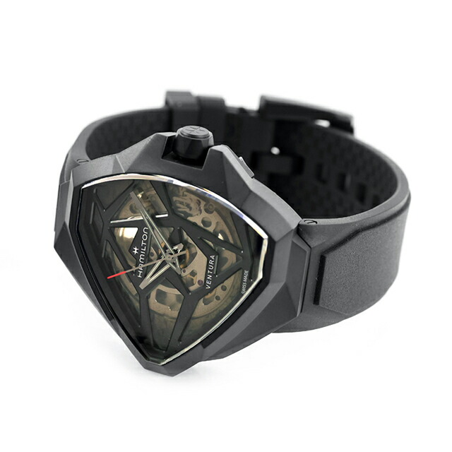 ハミルトン ベンチュラ Auto Edge Skeleton 47mm 自動巻き 腕時計 ブランド メンズ HAMILTON VENTURA H24645330 アナログ ブラック 黒 おしゃれ 防水 プレゼント 男性 実用的