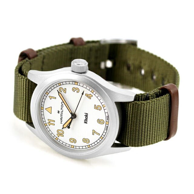 ハミルトン カーキ フィールド 38mm クォーツ 電池式 腕時計 ブランド メンズ レディース HAMILTON H69401910 アナログ ホワイト グリーン 白 スイス製