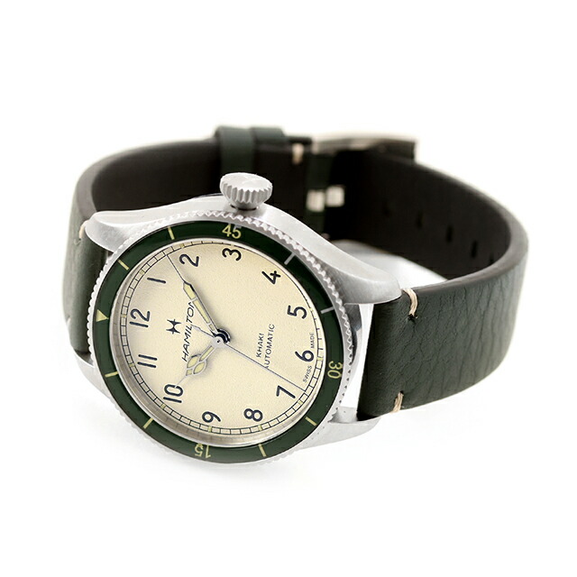 ハミルトン カーキ カーキ パイロット パイオニア 38mm 自動巻き 腕時計 ブランド メンズ HAMILTON KHAKI H76255810 アナログ アイボリー グリーン 白 おしゃれ 防水 プレゼント 男性 実用的