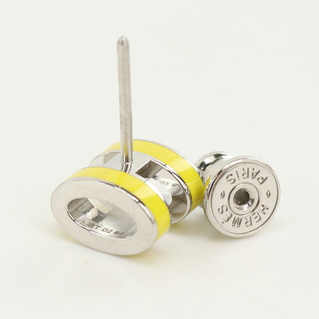 エルメス ピアス レディース ブランド HERMES MINI POP H シルバー-イエロー アクセサリー