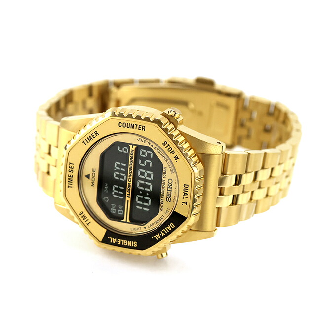 セイコーセレクション デジタルクオーツ クォーツ 電池式 腕時計 ブランド メンズ クロノグラフ ロトコール SEIKO SELECTION HFL003P デジタル ブラック ゴールド 黒 おしゃれ 防水 プレゼント 男性 実用的