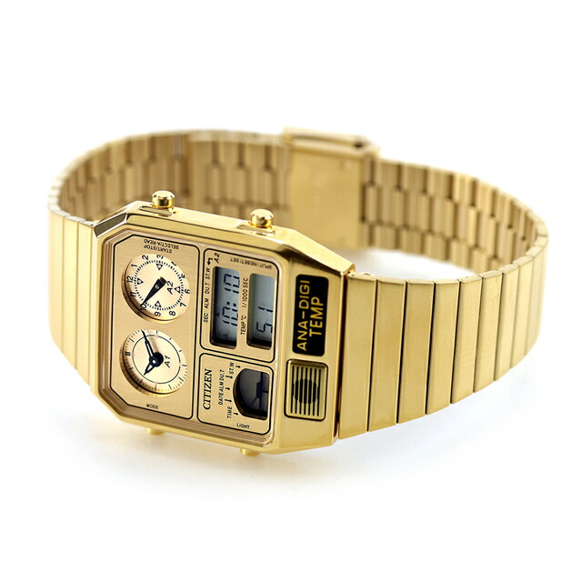 シチズン コレクション レコードレーベル Metallic ANA-DIGI TEMP クォーツ 電池式 腕時計 ブランド メンズ レディース 流通限定モデル 数量限定 クロノグラフ CITIZEN RECORD LABEL JG2103-56P アナデジ ゴールド おしゃれ 防水 プレゼント 実用的