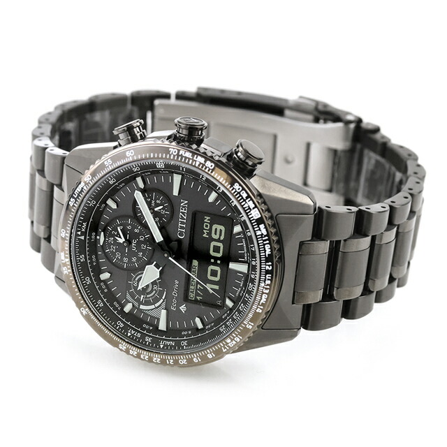 シチズン プロマスター SKYシリーズ 光発電エコドライブ 腕時計 ブランド メンズ クロノグラフ ソーラー CITIZEN PROMASTER JV2005-58E アナデジ ブラック 黒 おしゃれ 防水 文字盤 大きい プレゼント 男性 実用的