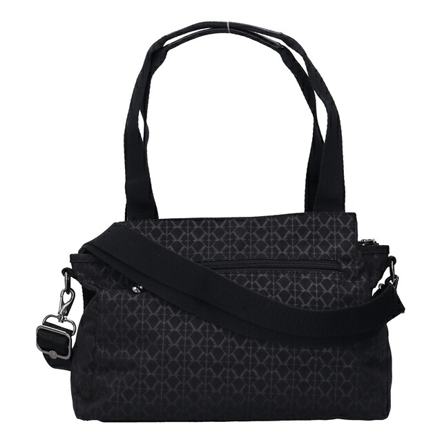 キプリング ハンドバッグ レディース ブランド Kipling エリシア ロゴ ワンポイント 総柄 2WAY K43793-K59 Signature Emb 黒 軽量 小さめ 手提げ 高級 おしゃれ プレゼント 女性 実用的 かわいい