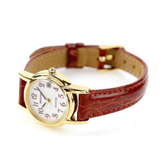 シチズン レグノ ソーラー レディース ストラップ KH4-823-90 CITIZEN REGUNO 腕時計 ホワイト レッド 時計 ブランド おしゃれ 防水 軽い 華奢 かわいい プレゼント 女性 実用的