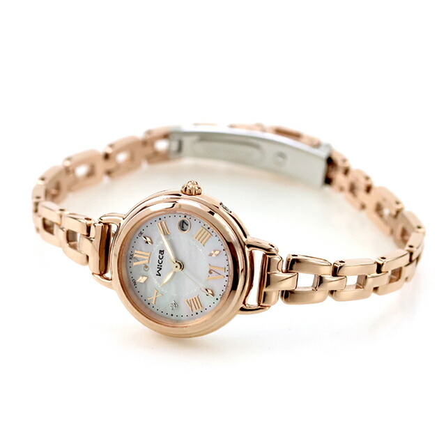 シチズン ウィッカ ソーラーテック電波 腕時計 ブランド レディース 電波ソーラー CITIZEN wicca KL0-561-21 アナログ ホワイトシェル ピンクゴールド 白 おしゃれ 防水 軽い 華奢 かわいい プレゼント 女性 実用的