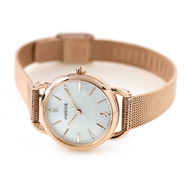 シチズン ウィッカ ソーラーテック 腕時計 ブランド レディース 数量限定 替えベルト CITIZEN wicca KP6-065-21 アナログ ホワイトシェル ピンクゴールド 白 おしゃれ 防水 軽い 華奢 かわいい プレゼント 女性 実用的
