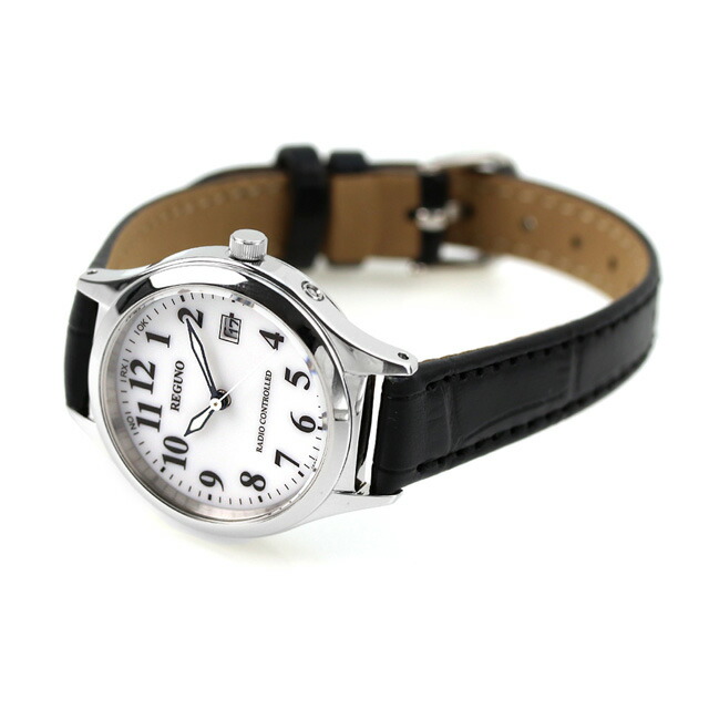 シチズン レグノ ソーラーテック 電波ソーラー 腕時計 ソーラー電波腕時計 ソーラー電波時計 レディース 革ベルト CITIZEN REGUNO KS1-210-20 アナログ シルバー ブラック 黒 ブランド おしゃれ 防水 軽い 華奢 かわいい プレゼント 女性 実用的